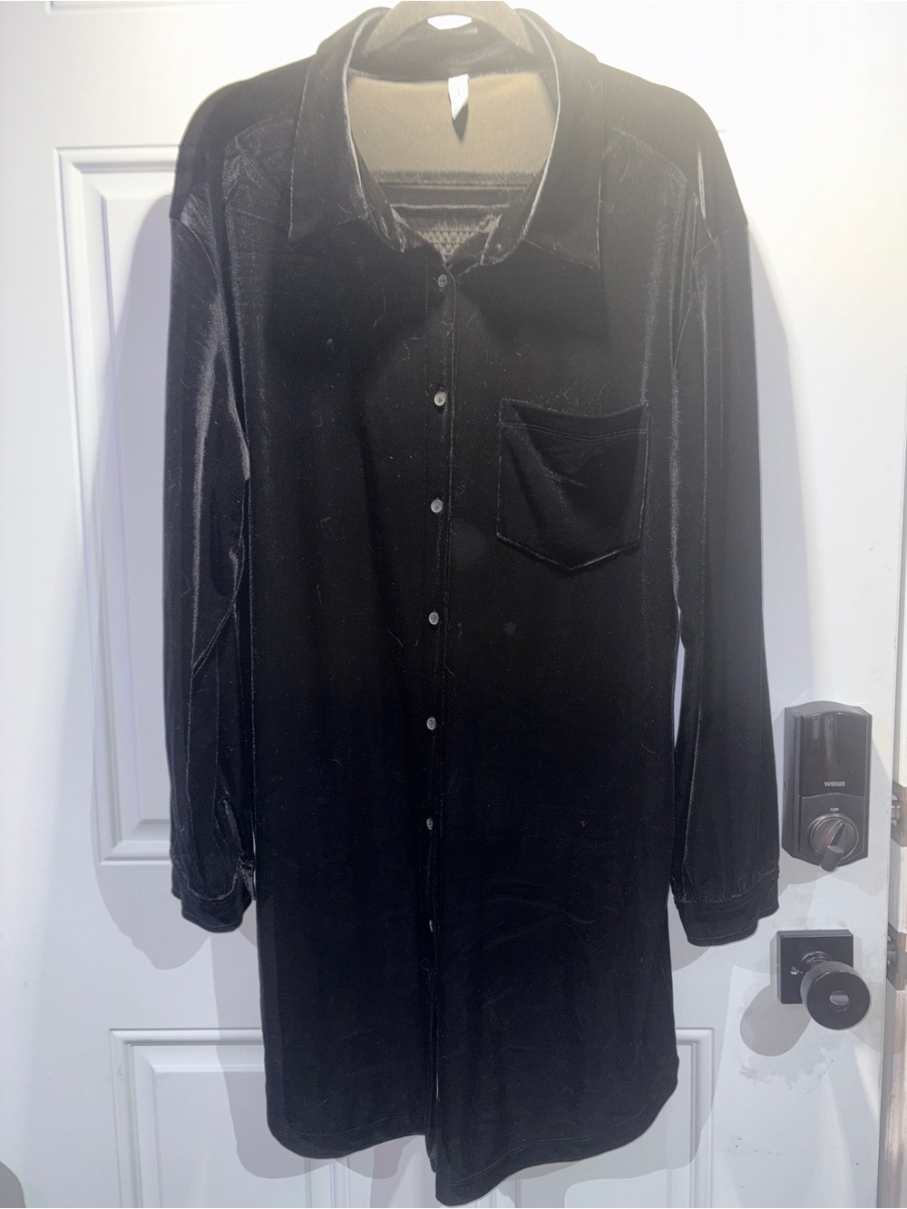Gentle Fawn Black Velvet Long-Sleeve Shirt Dress